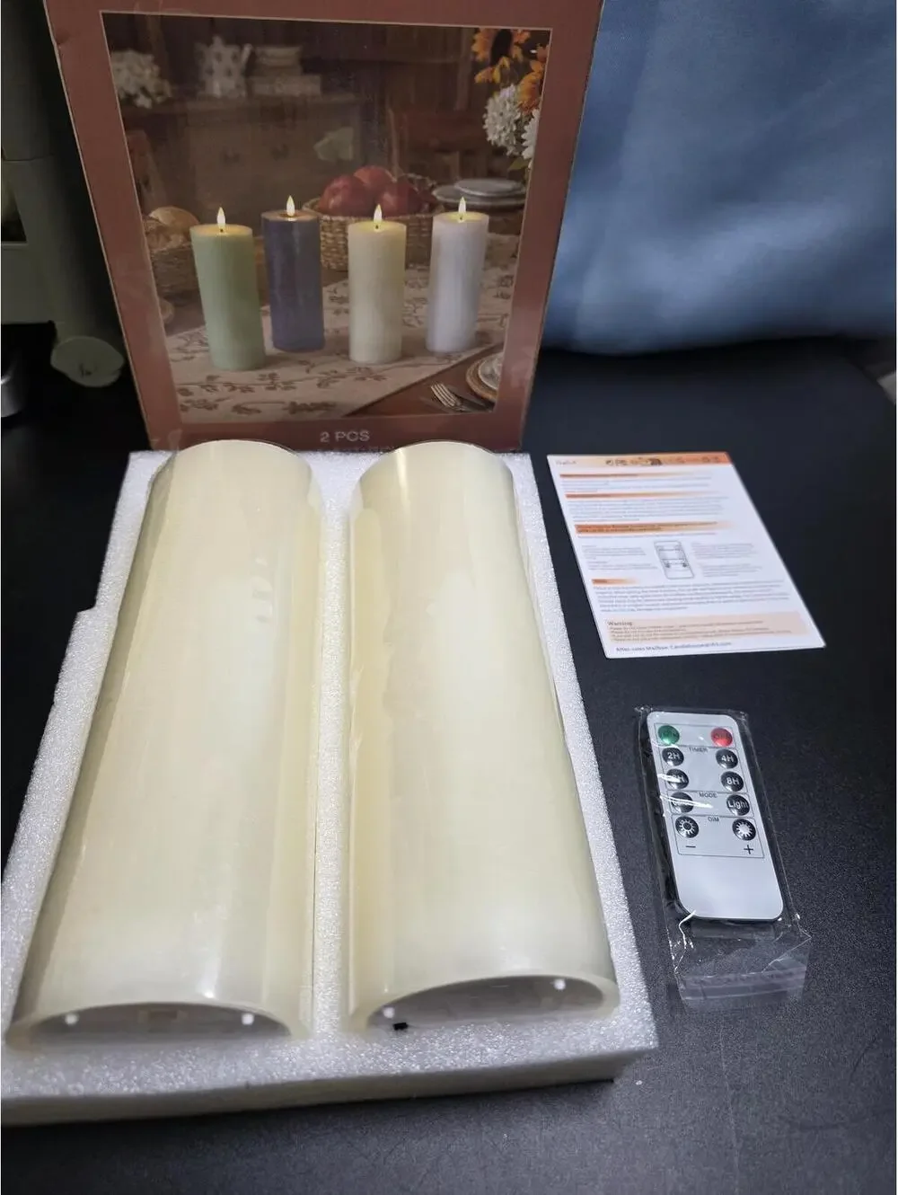 LED Pillar Candles, 2-Piece Set, Cream